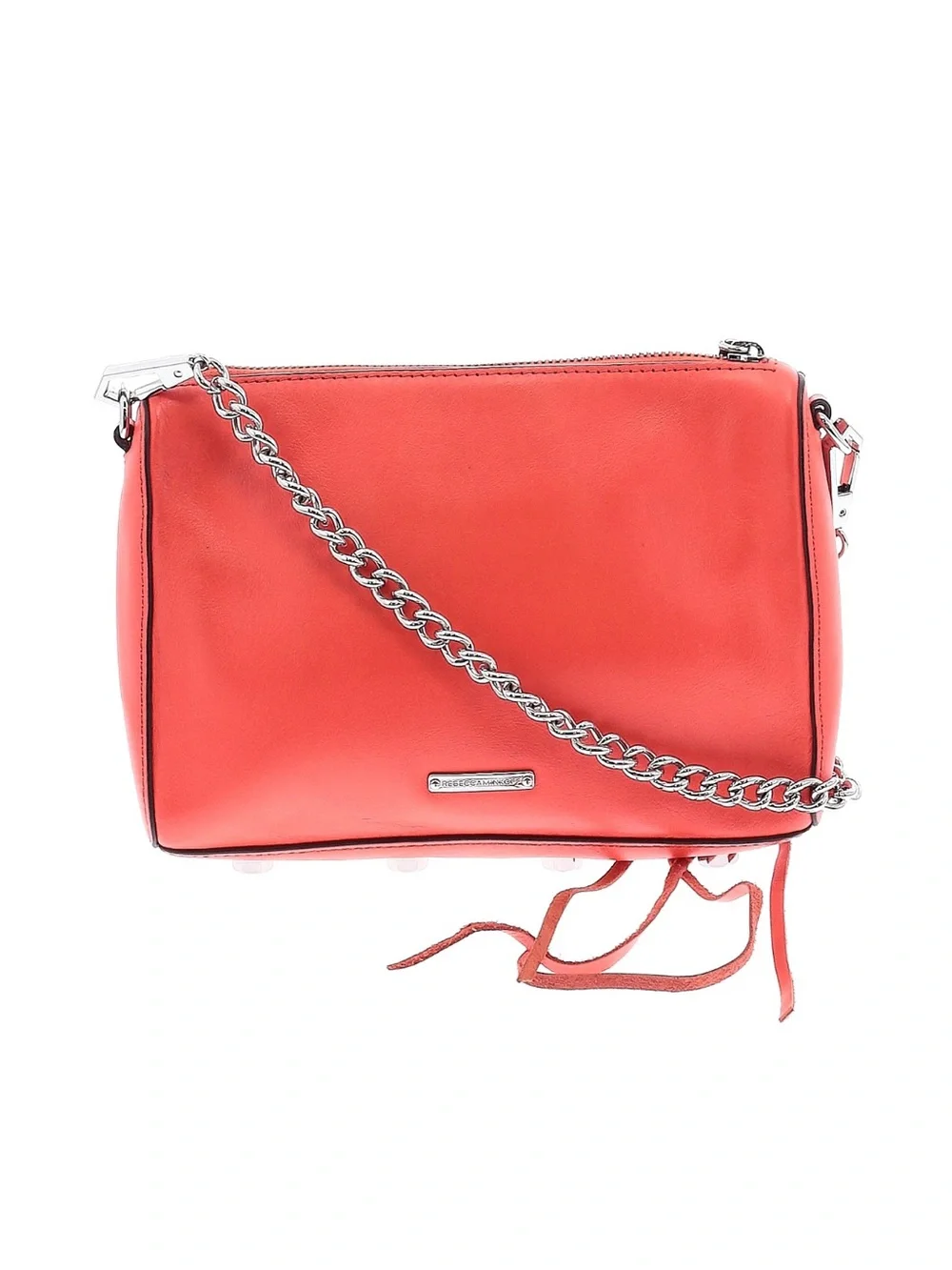 Rebecca Minkoff Avery Crossbody Coral Leather Silver Chain